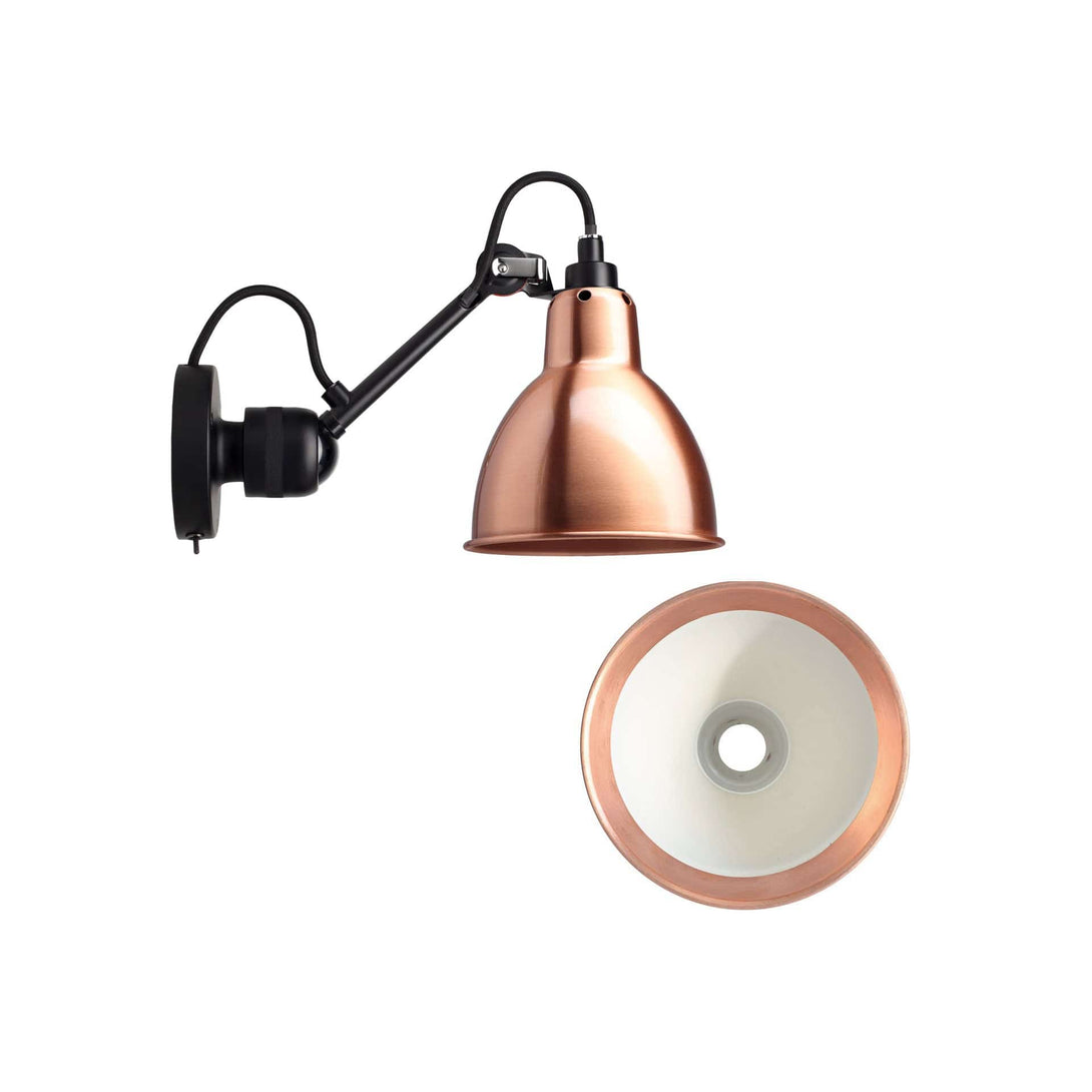 Lampade da parete DCW Lampe Gras N.304 SW Parete Nero Rotondo Rame/Bianco 3700677620651