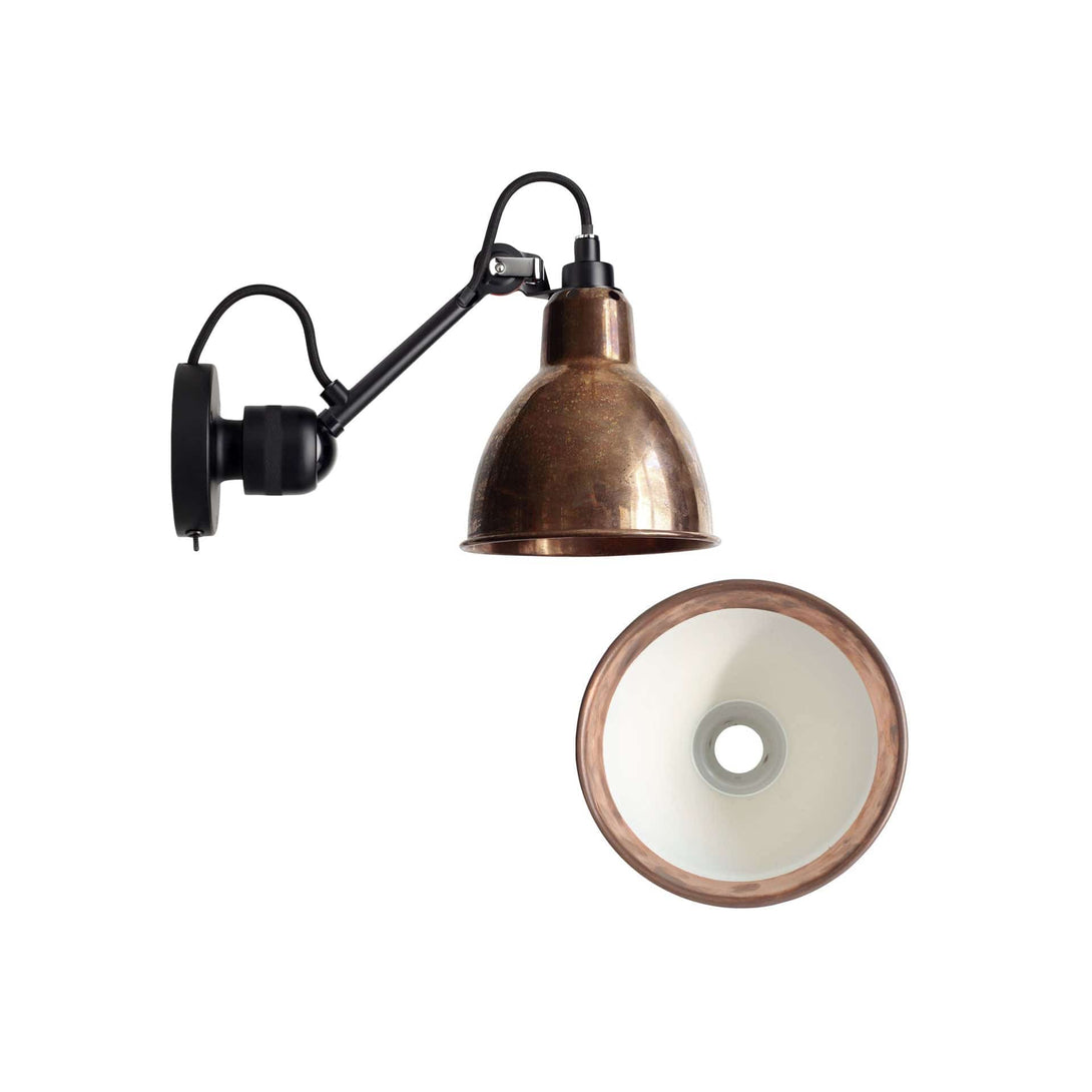 Lampade da parete DCW Lampe Gras N.304 SW Parete Nero Rotondo Rame grezzo/Bianco 3700677620675