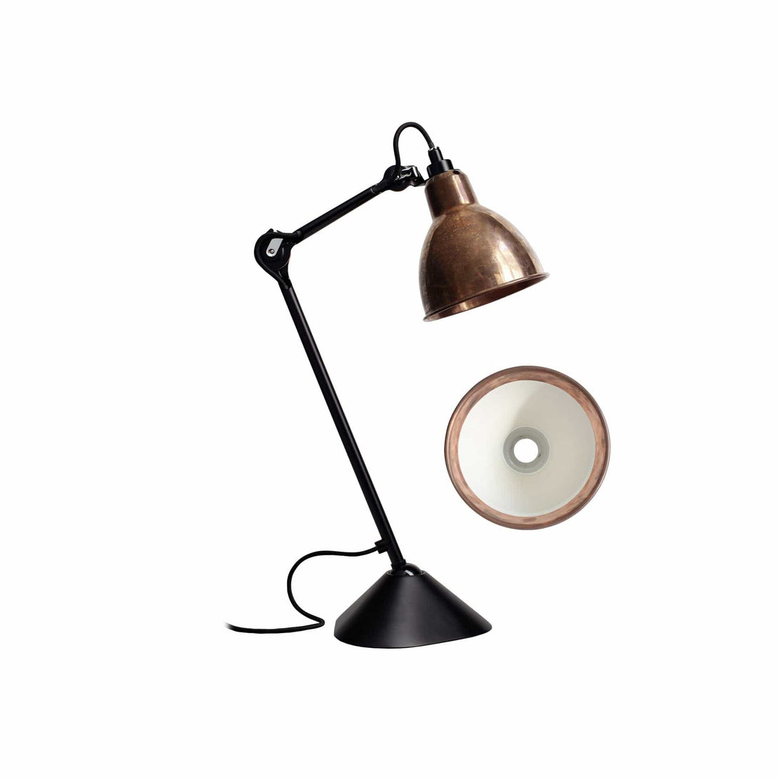 Lampade da tavolo DCW Lampe Gras N.205 Tavolo Nero Rame grezzo/Bianco 3700677620200