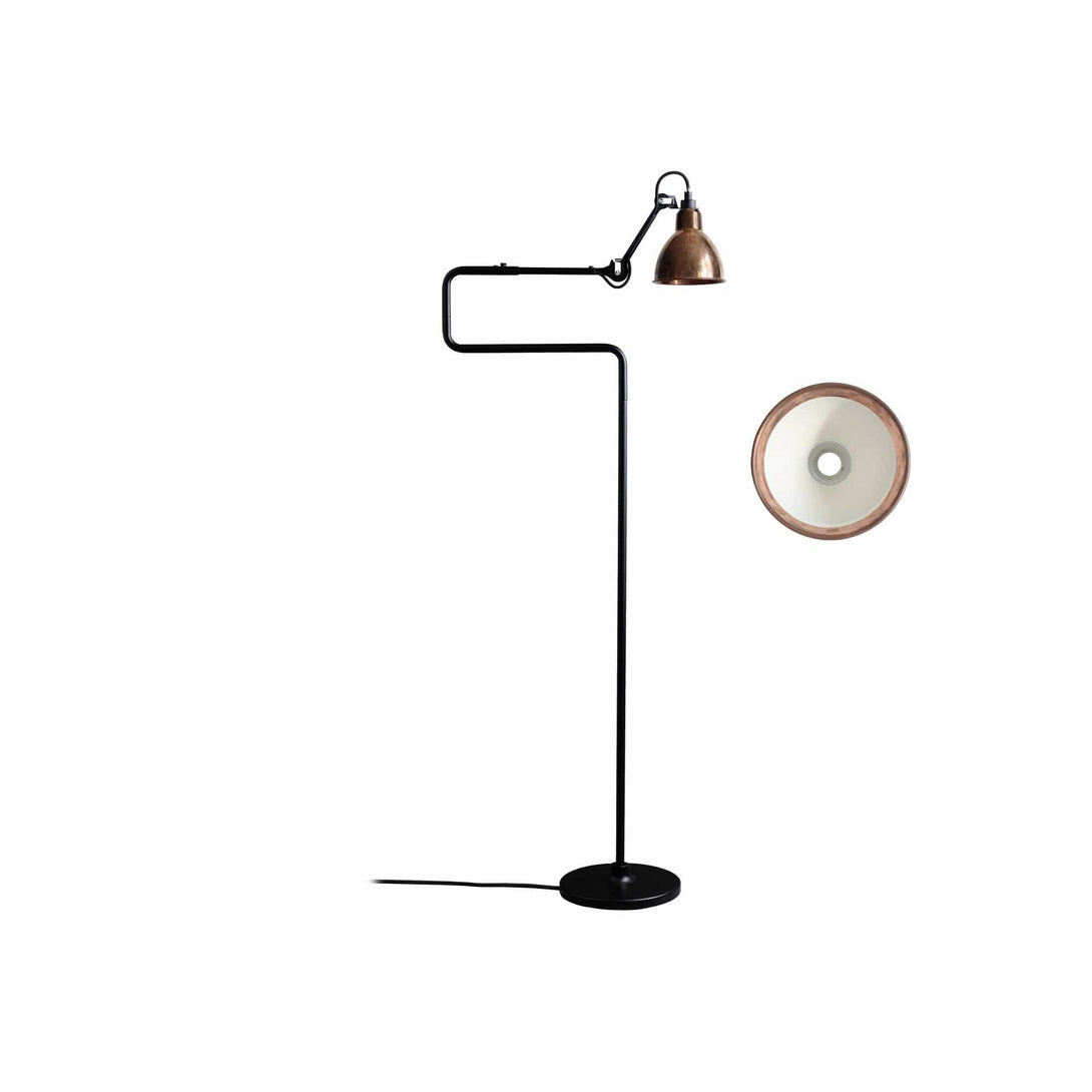 Lampade da terra DCW Lampe Gras N.411 Terra Rotondo Rame grezzo/Bianco 3700677620552